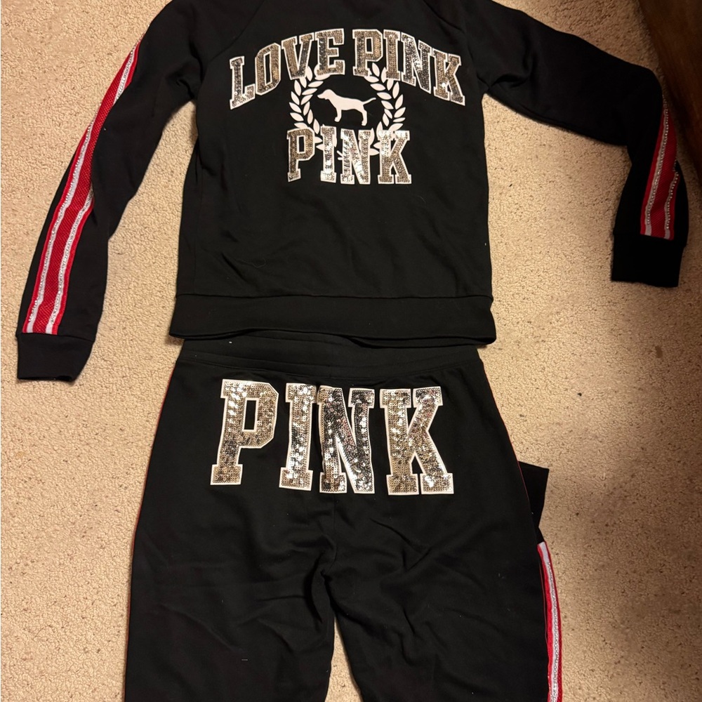 Victoria’s Secret Love Pink rare bling set hoodie sweatpants lot vhtf mcbling